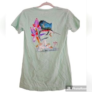 Women's M Guy Harvey Fish T-shirt Mint Green